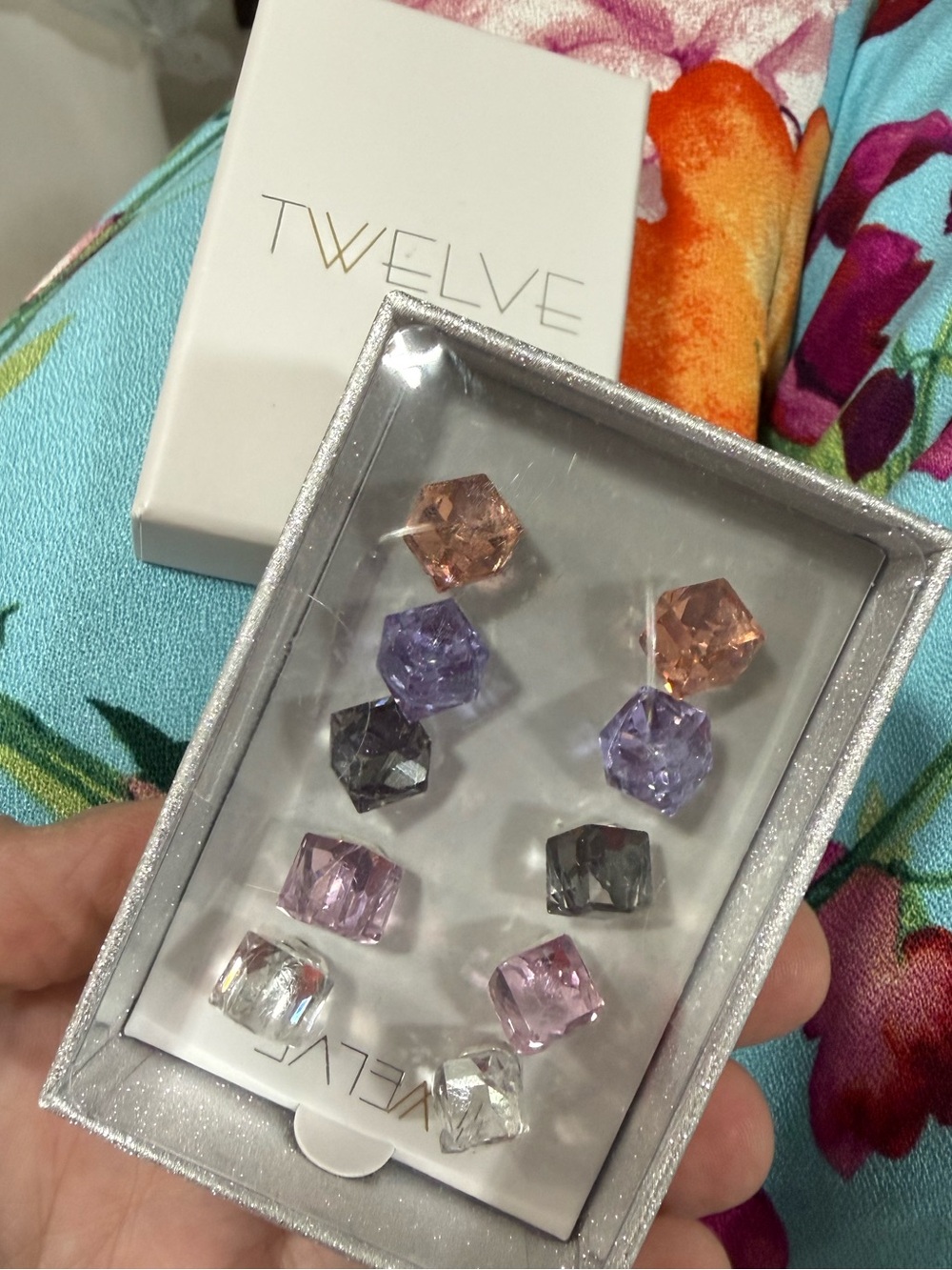 Multi-Color Crystal Stud Earring Set boxed